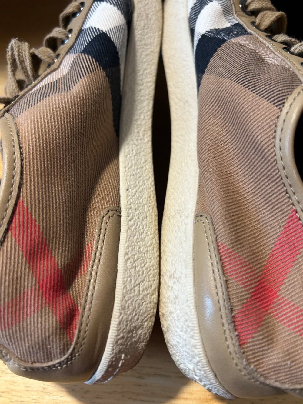 Authentic Burberry Taupe Vintage Housecheck Low-Top Vulcanized Sneakers 38 US/8 - Picture 13 of 15